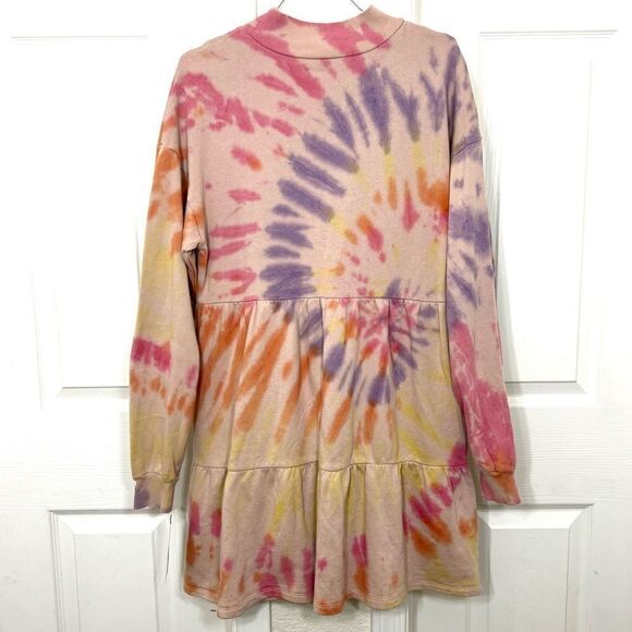 Wild Fable Tie Dye Dress Sweatshirt Mock Neck Long sleeve Pink Purple Small NWT - Picture 3 of 14